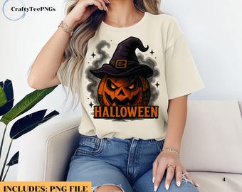 Calabaza fantasma PNG / Sublimación de camisetas de Halloween / Diseño de camiseta imprimible