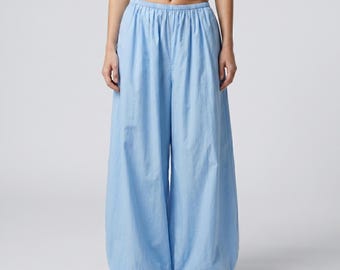 Pantaloni harem da donna a vestibilità ampia / Pantaloni casual estivi a gamba larga con elastico in vita