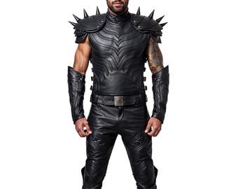 Demon Leather Armor Set | Spiked Pauldrons, LARP Cosplay Costume