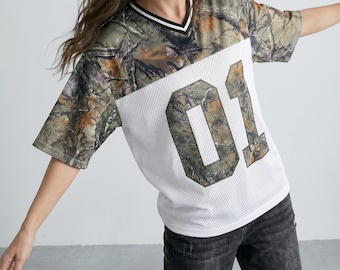 Camicia da donna elegante con scollo a V, vestibilità oversize in rete / Top estivo a maniche corte