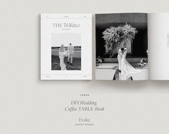 Wedding Coffee Table Book Template: Modern Elegant Magazine Album (Canva Editable, Digital Download) 02