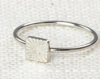 Square Midi Vintage Ring Silver Knuckle Ring US Womens Sizes 7D