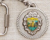 Mespelbrunn Castle Germany Vintage Keychain Round Silver Coin Hook Closure Key FOB Brass Key Chain 7KC
