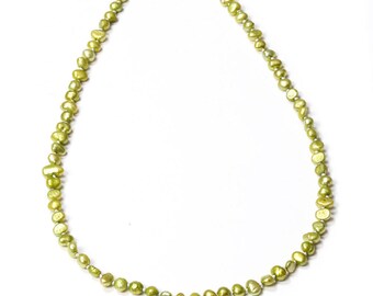 Moss Green Pearl Necklace Freshwater Pearls Handmade Sage 296 16H