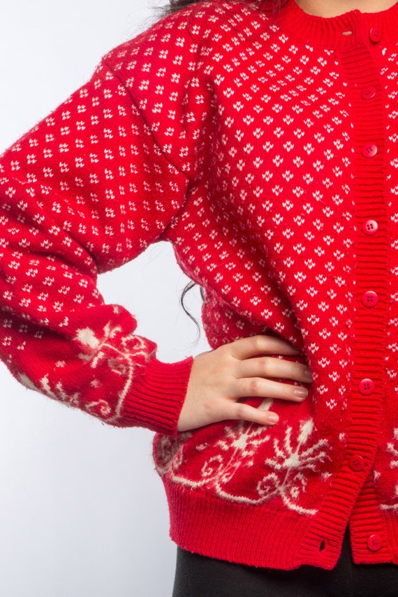 Red Vintage Winter Sweater Size M Medium Sweater K