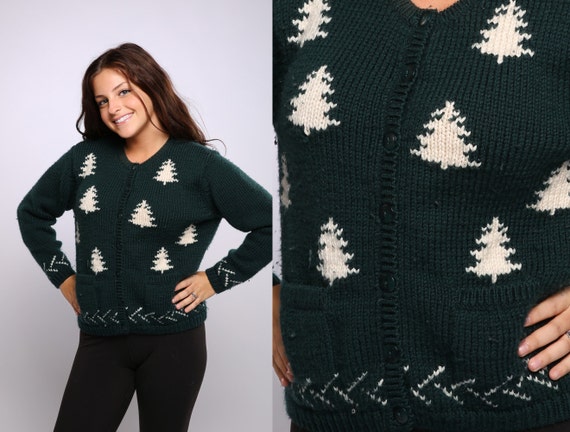 Medium Christmas Tree Sweater Gorgeous Wool Vintag