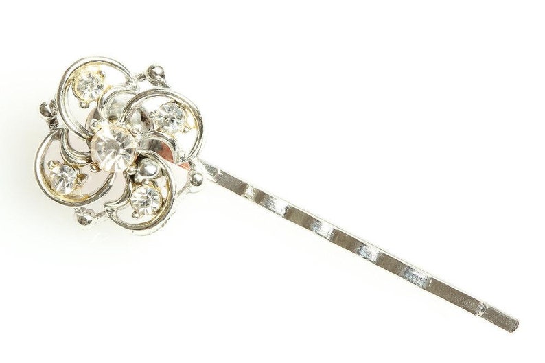 Handcrafted Rhinestone Hair Clip Handmade Bobby Pin One of a Kind Hair Accessory Soldered Wedding Hair Style Updo Bridesmaid 1000657
