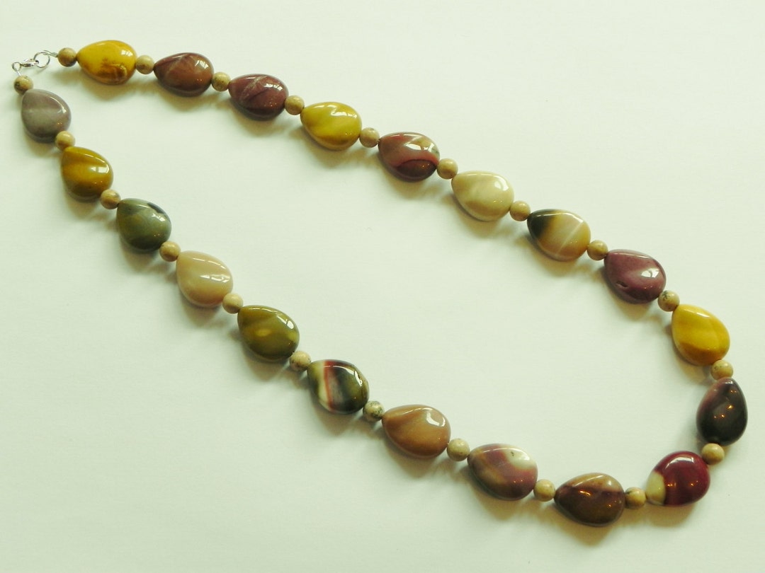 Chunky Mookaite and Jasper Gemstone Necklace Cream Brown - Etsy