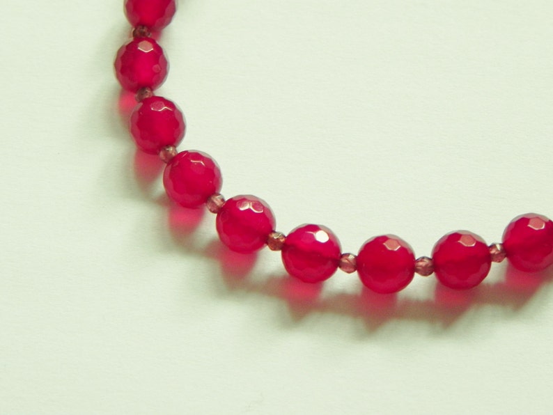 Raspberry Red Chalcedony and Gemstone Bracelet Etsy