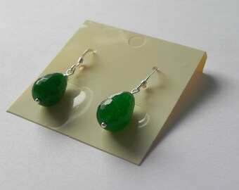 Green quartz sterling silver drop earrings