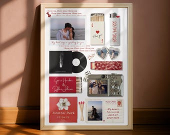 Póster de caja de cerillas editable para pared / Plantilla digital personalizada de Canva / Regalo de aniversario para parejas / Plantilla de caja de cerillas en blanco / Personalizado