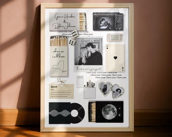 Póster de caja de cerillas editable, diseño digital imprimible, plantilla personalizada de Canva, regalo para parejas, regalo de aniversario, regalo de Navidad, arte mural