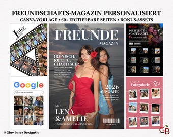 Revista de la amistad personalizada (versión alemana) / Regalo para mejores amigas / Plantilla de Canva / Regalo para amigas / Regalo para hermanas / Plantilla de revista / Regalo de Navidad