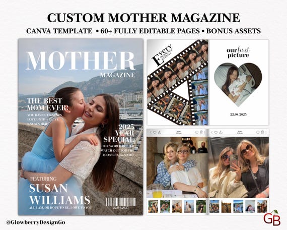 Mother's Day Magazine | Mom Gift | Christmas Gift | Mom Birthday Gift | Birthday Gift for Mom | Canva Template | Family Magazine Template