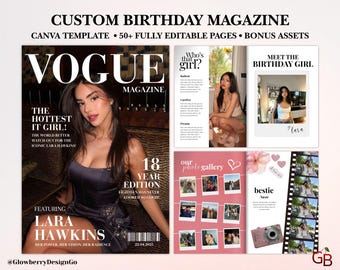 Custom Birthday Magazine For Best Friend | Vogue Editable Magazine Template | Best Friend Gift | Sister Gift Christmas Gift | Canva Template
