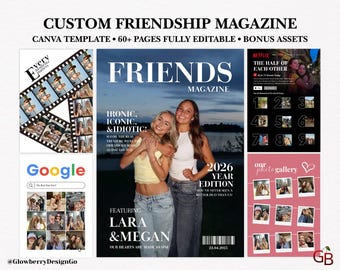 Revista de la Amistad Personalizada / Regalo para Mejores Amigas / Plantilla de Canva / Regalo para Amigas / Regalo para Hermanas / Plantilla de Revista Imprimible / Regalo de Navidad