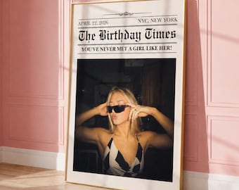 Custom Newspaper Print | Personalized New York Times Wall Art Retro Magazine Poster Best Friend Decor Girl Dorm Room Decor | Printable Art
