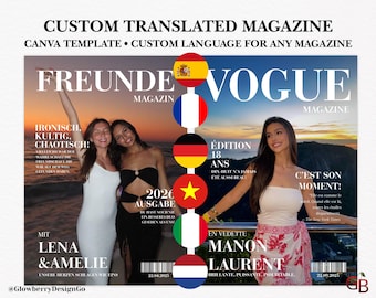Revista personalizada traducida a cualquier idioma en alfabeto latino / Elija cualquier revista en mi tienda / Personalizada traducida al idioma deseado
