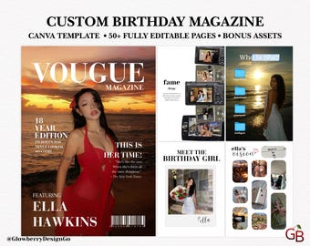 Revista de cumpleaños / Regalo de cumpleaños para amigos / Plantilla de revista de cumpleaños personalizada para mejores amigos / Regalo para hermanas / Regalo personalizado / Revistas