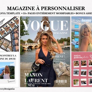 フランス語版。親友へのカスタム誕生日雑誌 | Vogue編集可能雑誌テンプレート | 親友へのギフト | パーソナライズされた雑誌