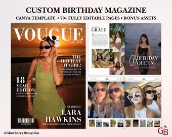 Custom Birthday Magazine For Best Friend | Vogue Editable Magazine Template | Best Friend Gift | Sister Gift Christmas Gift | Canva Template