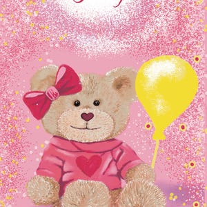 Tarjeta de baby shower con osito de peluche hecha a mano: es una niña