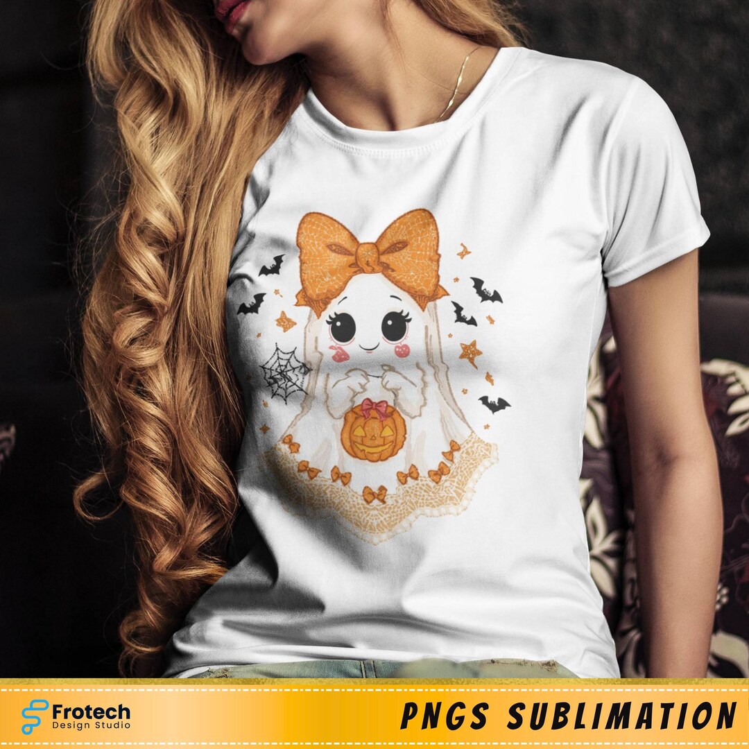 Cute Girly Ghost Blowing Bubble PNG, Pink Halloween Ghost Sublimation ...