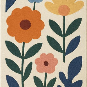 Retro Floral Tufted Rug: Groovy 60s/70s Flower Power