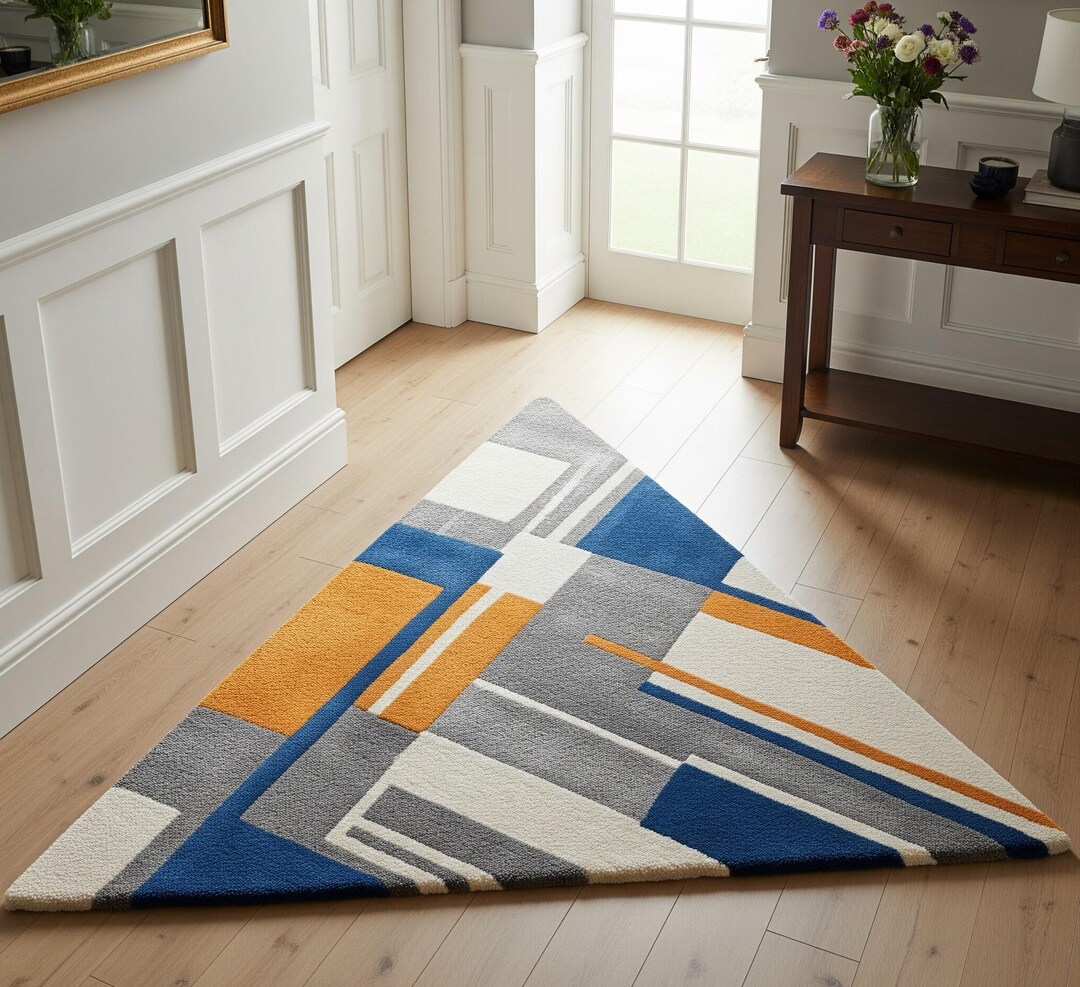 Hand Tufted Wool Triangle Rug: Modern Geometric Accent Carpet - Etsy