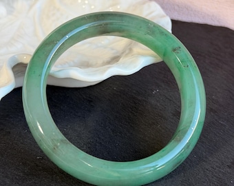 Natural African Jade Full Green Bangle 58.6mm | Rich Emerald Green Jade Bracelet | Minimalist Untreated Jade Jewelry | Translucent Everyday