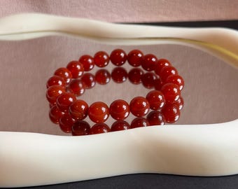 High quality South Red Agate (Nan Hong) beads bracelet, red gemstone healing crystal lucky charms unisex gift