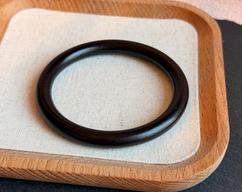 Natural Black Ebony Wood Bangle Bracelet – Minimalist Stackable Handmade Ebony Bracelet