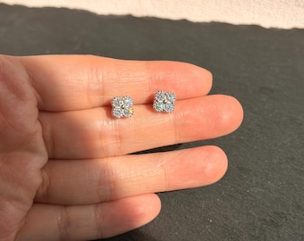 Luxury Moissanite Four Leaf Clover Stud Earrings S925 Silver 18K White Gold Plated Pass Diamond Tester
