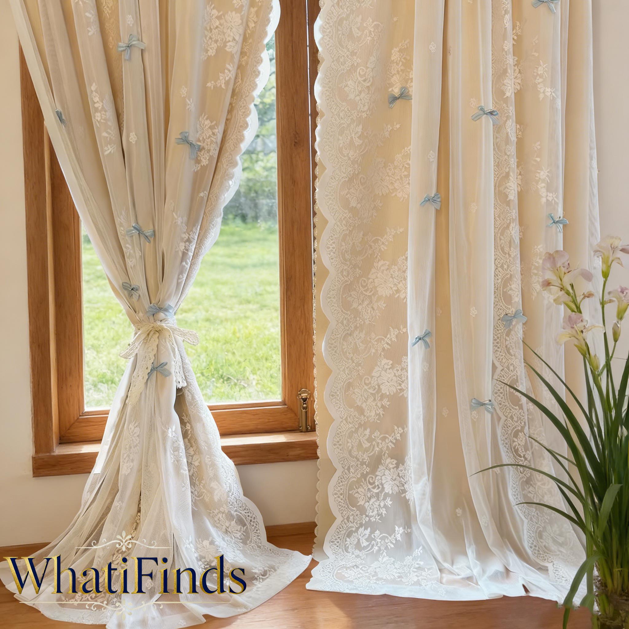 イギリスVintage　バテンレース　コットンカーテン　2枚組 Victorian curtains - Etsy 日本
