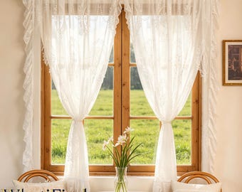 Eleganckie francuskie koronkowe, dwuwarstwowe, przezroczyste zasłony, Eleganckie francuskie koronkowe, dwuwarstwowe, przezroczyste zasłony, Oddychające, filtrujące światło dekoracje, Przytulny pokój