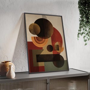 Artistic geometric poster in a wooden frame | Modern home decor, wall art, gift for art lovers, minimalist art