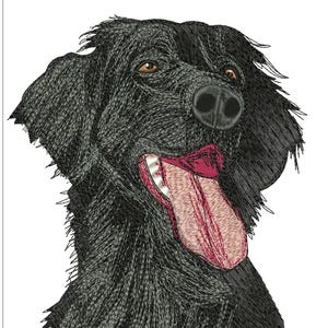 Black Dog Embroidery Design into (dst, exp, hus, pes, vp3, xxx, pdf) 4 Sizes