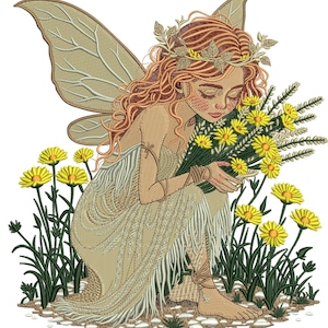 Fantasy Fairy Embroidery Design into (dst, exp, hus, pes, vp3, xxx, pdf) 4 Sizes