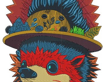 Colorful Hedgehog Embroidery Design, 4 Sizes into (dst, exp, hus, pes, vp3, xxx, pdf)