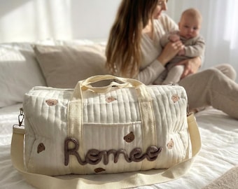 Borsa porta pannolini per neonati, grande, con organizer per nome del bambino, per parto, per neomamme, per trasporto in ospedale, per neonato, regalo di benvenuto a casa per maternità