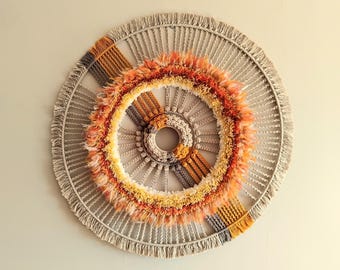 Lyxig gyllene textilmandala 85 cm diameter