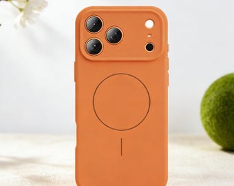 Tangerine iPhone Case, Magnetic Wireless Charging Cover