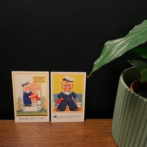 Paire de cartes postales Vera Paterson Sailor des années 50