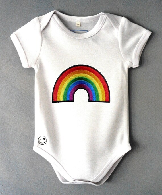 Rainbow baby grow. Rainbow baby onesie. Retro baby fashion. Etsy