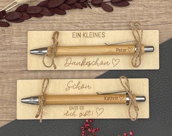 Personalized wooden ballpoint pen | Gift for colleagues, friends, birthdays, Valentine's Day, small thank you | Thank you, farewell