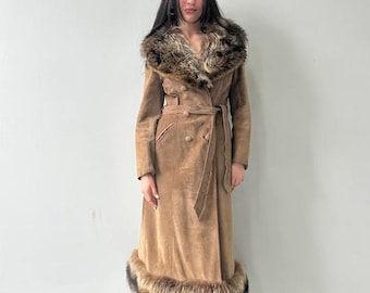 Women Penny Lane Long Coat Double Breasted Shearling Coat Vintage 70s Style Afghan Y2k Outwear Winter Coat Women Shearling Coat