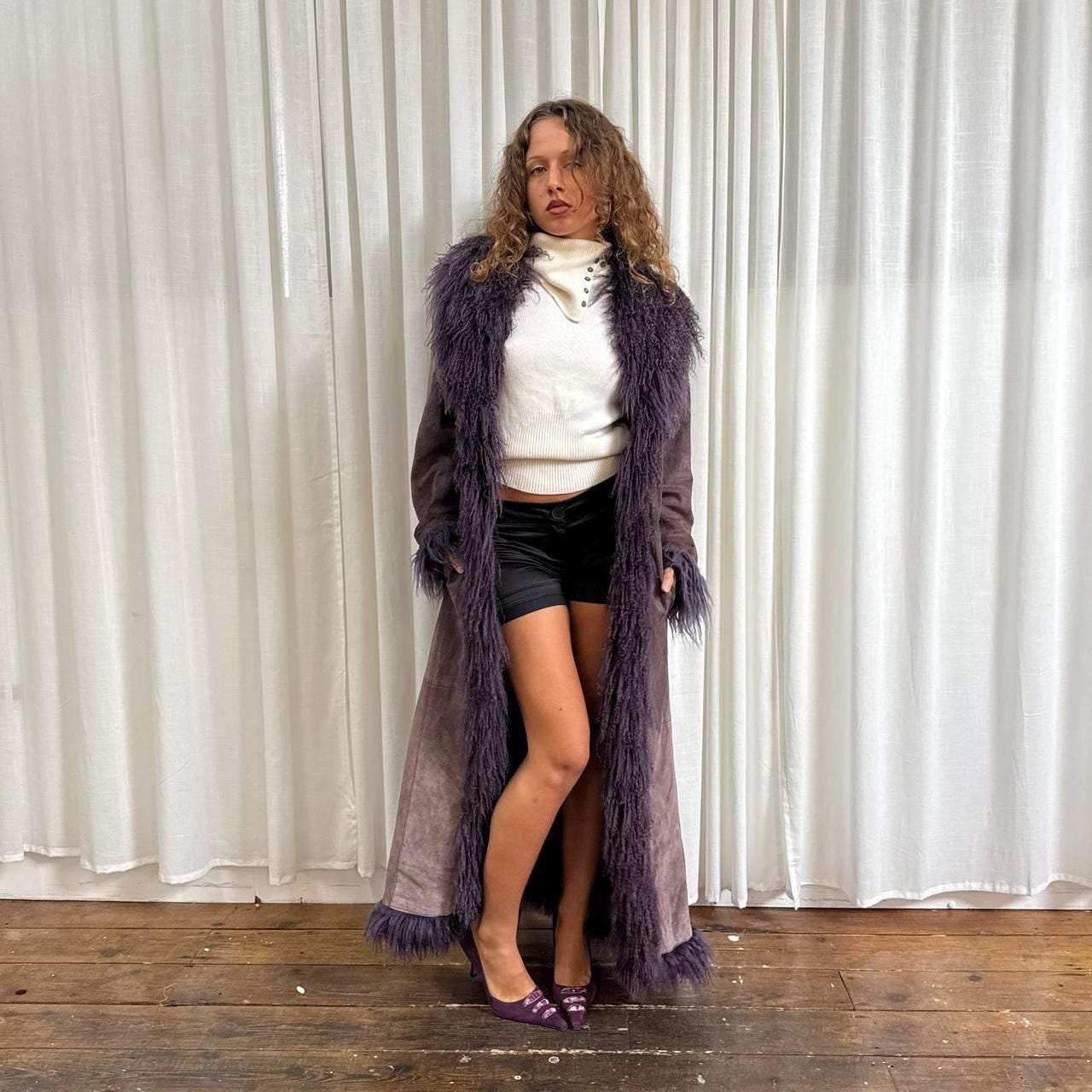 Vintage Penny Lane Long Coat - Mongolian Fur Coat - Women