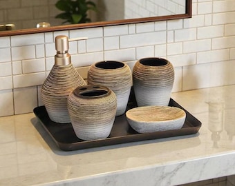 Retro Bathroom 5 Piece Set: Ceramic Bathroom Luxury Decor