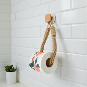 Soporte de cuerda para rollo de papel higiénico: Toallero de baño estilo boho