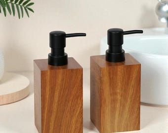 Wood Grain Soap Dispenser Set: Modern Bathroom Vanity